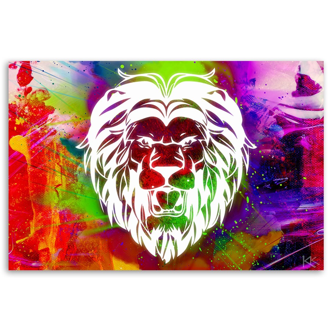 Emaga Obraz na płótnie, Kolorowy lew abstrakcja - 100x70